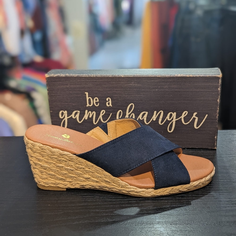 Tommy Bahama Navy Straw Wedge